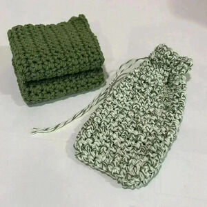 100% Cotton Handmade Washcloth & Soap Saver
